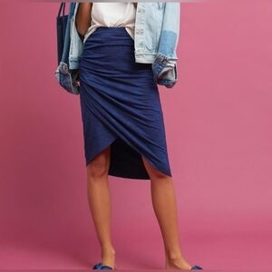 Anthropologie Maeve Tulip Hem Kint Midi Skirt Blue Medium
